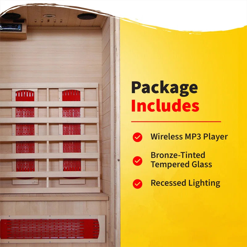 1-2 Person Hemlock Infrared Sauna with 3 Ceramic Heaters