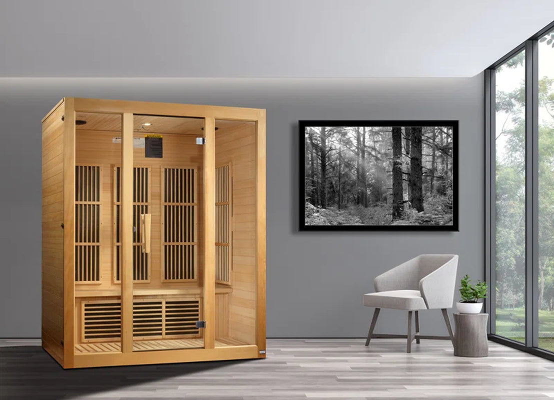 Bellevue 3 - Person Bluetooth Compatible FAR Infrared Sauna in Hemlock