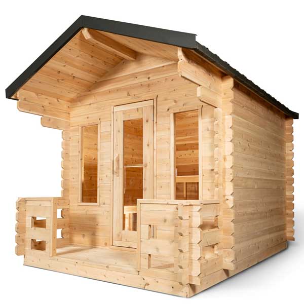 LeisureCraft Georgian Cabin 2–6 Person Outdoor Sauna w/ Porch