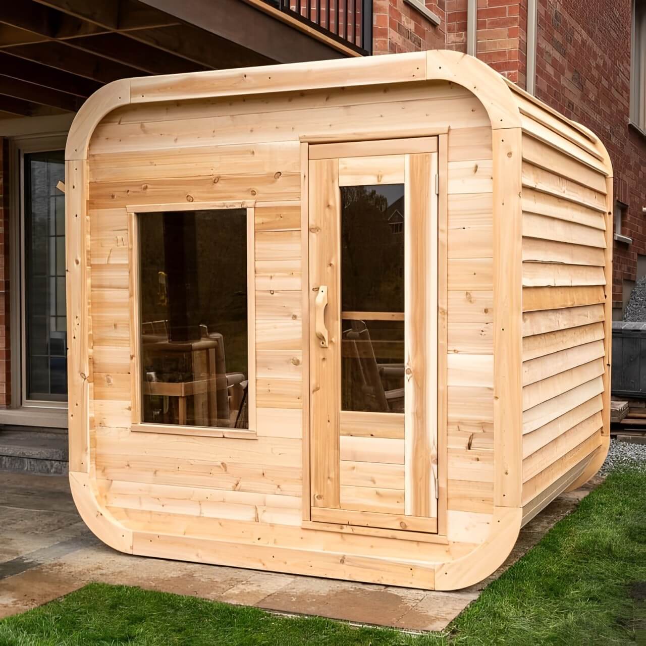 LeisureCraft Canadian Timber Luna Sauna – 2–4 Person Outdoor Cedar Cube Sauna