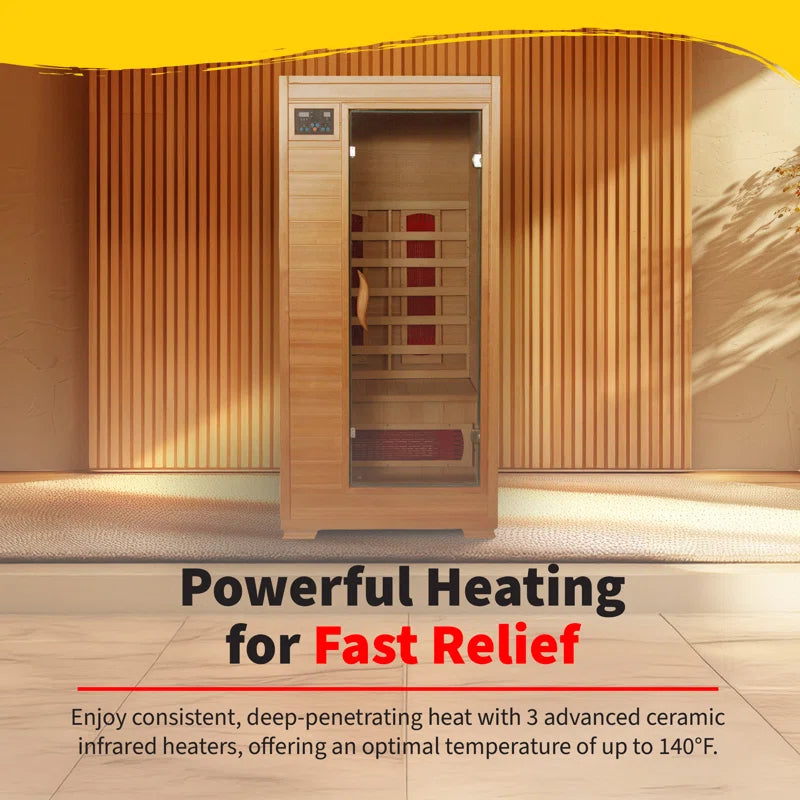 1-2 Person Hemlock Infrared Sauna with 3 Ceramic Heaters