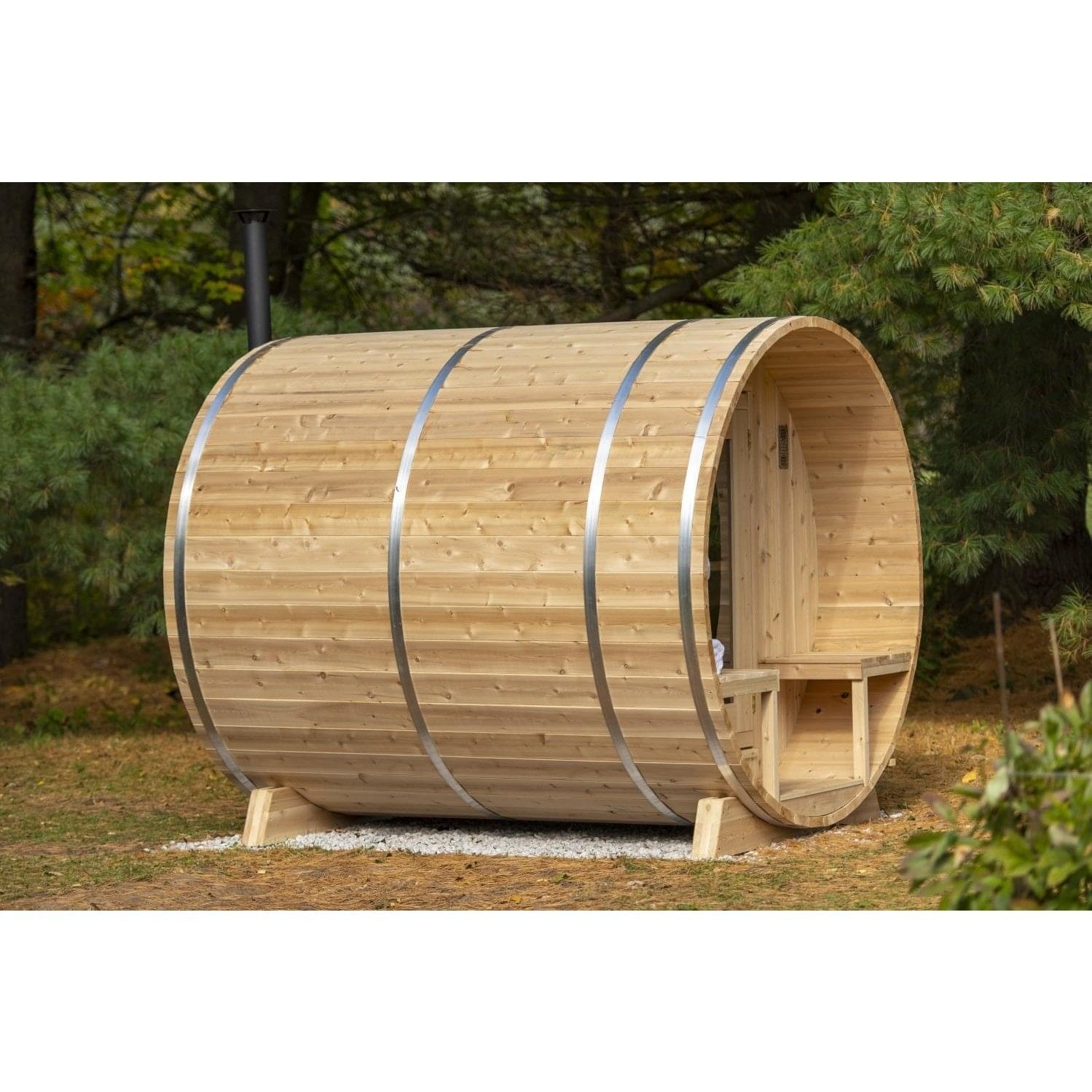 LeisureCraft Canadian Timber CTC2245W Serenity Barrel Sauna – 2–4 Person Outdoor Sauna