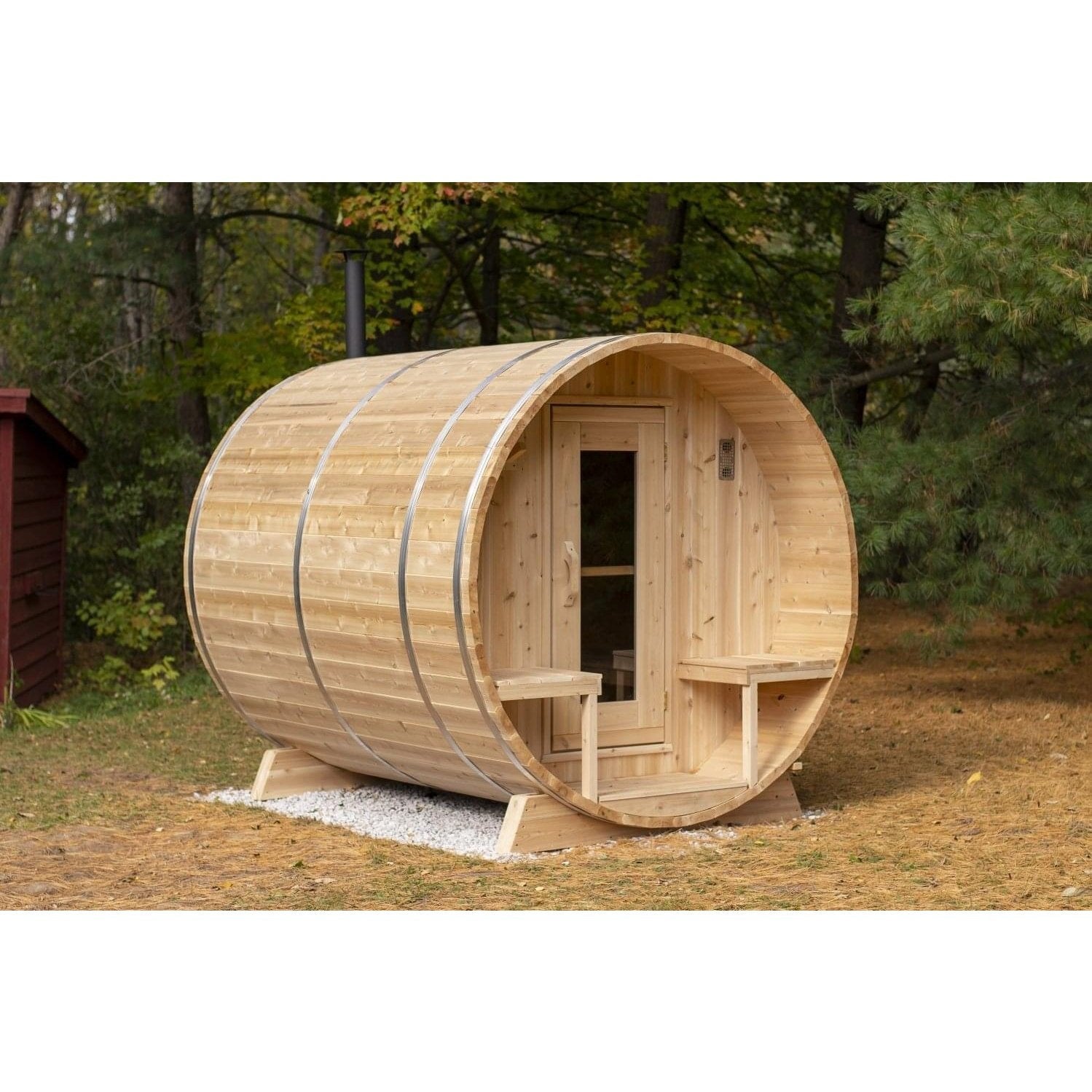 LeisureCraft Canadian Timber CTC2245W Serenity Barrel Sauna – 2–4 Person Outdoor Sauna