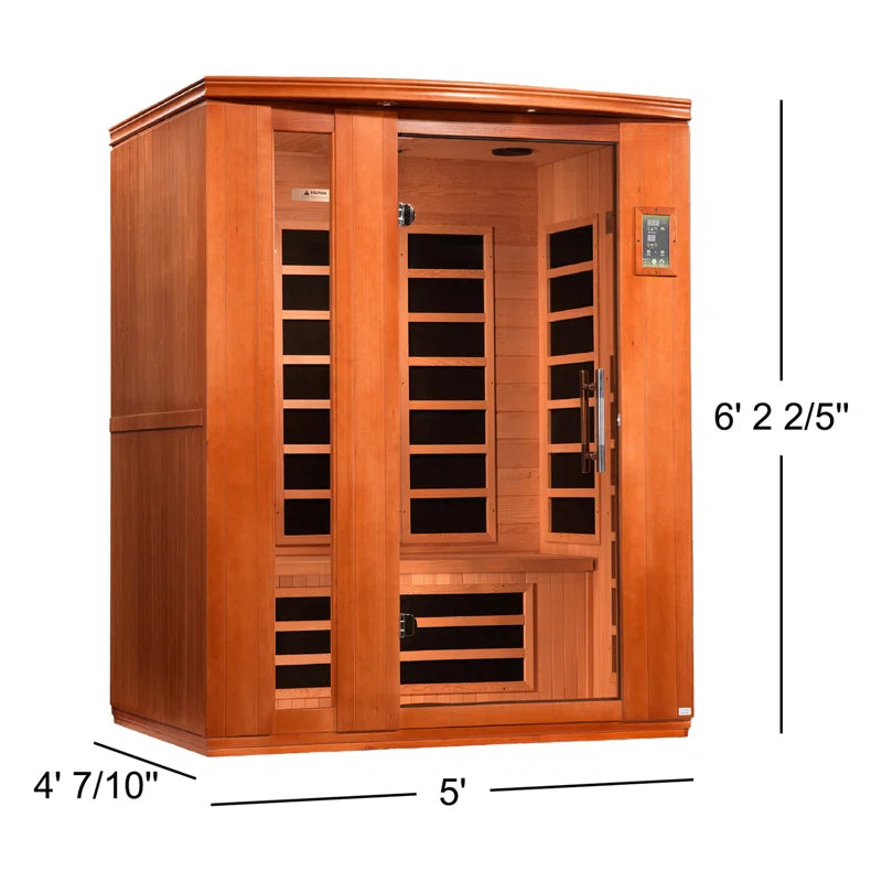 Lugano 3 - Person Bluetooth Compatible FAR Infrared Sauna with Remote Control in Hemlock