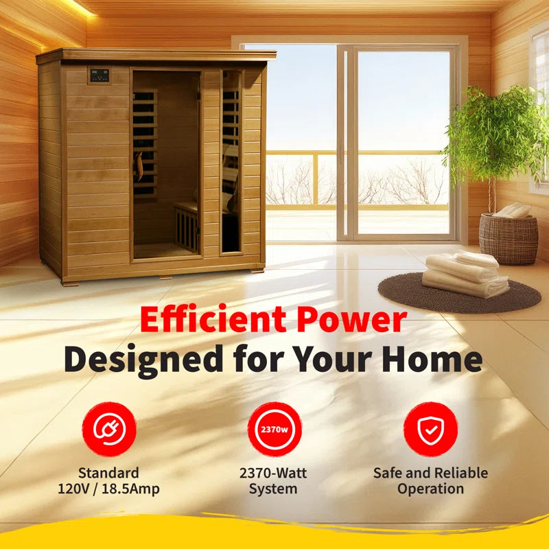 4-Person Hemlock Infrared Sauna with 9 Carbon Heaters