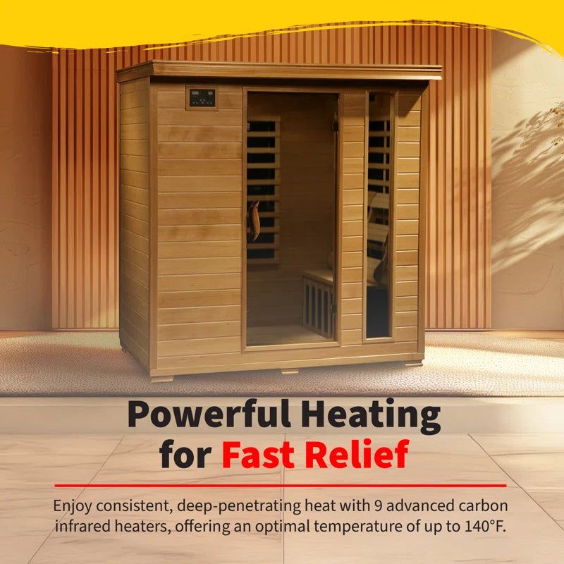 4-Person Hemlock Infrared Sauna with 9 Carbon Heaters