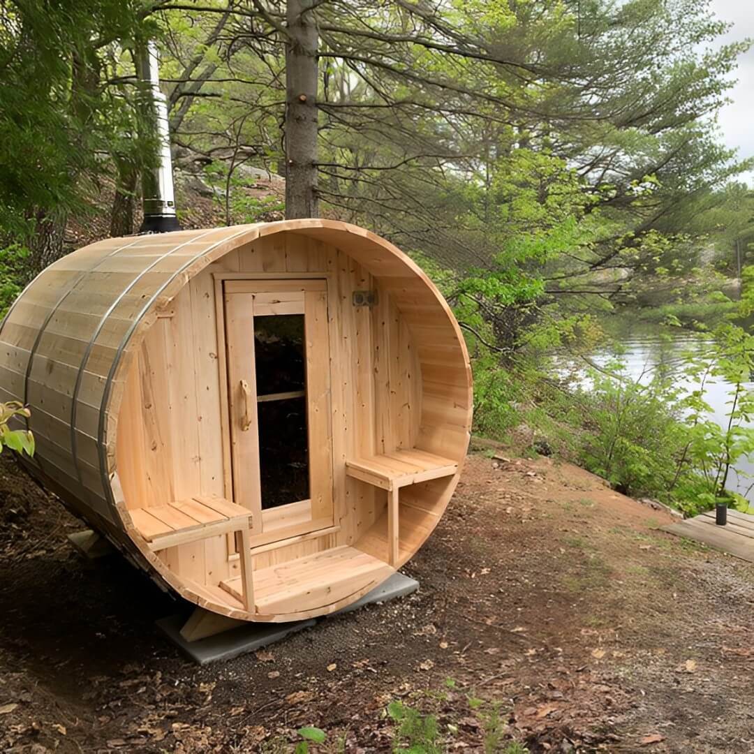 LeisureCraft Canadian Timber CTC2245W Serenity Barrel Sauna – 2–4 Person Outdoor Sauna