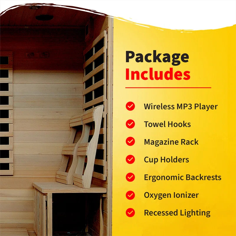 4-Person Hemlock Infrared Sauna with 9 Carbon Heaters