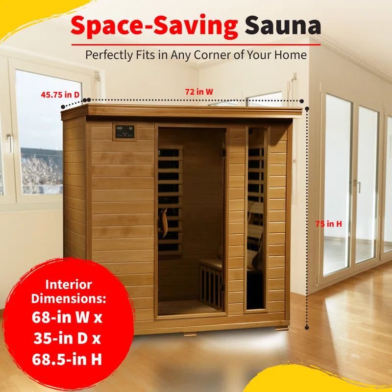 4-Person Hemlock Infrared Sauna with 9 Carbon Heaters