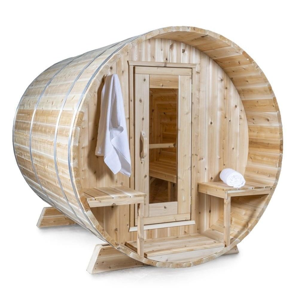 LeisureCraft Canadian Timber CTC2245W Serenity Barrel Sauna – 2–4 Person Outdoor Sauna